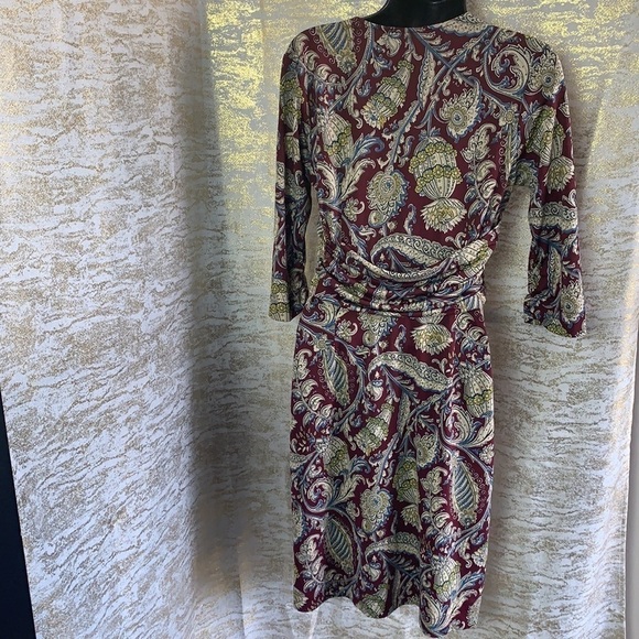 Simone floral 3/4 sleeve cross over midi length dress size S - Picture 6 of 9